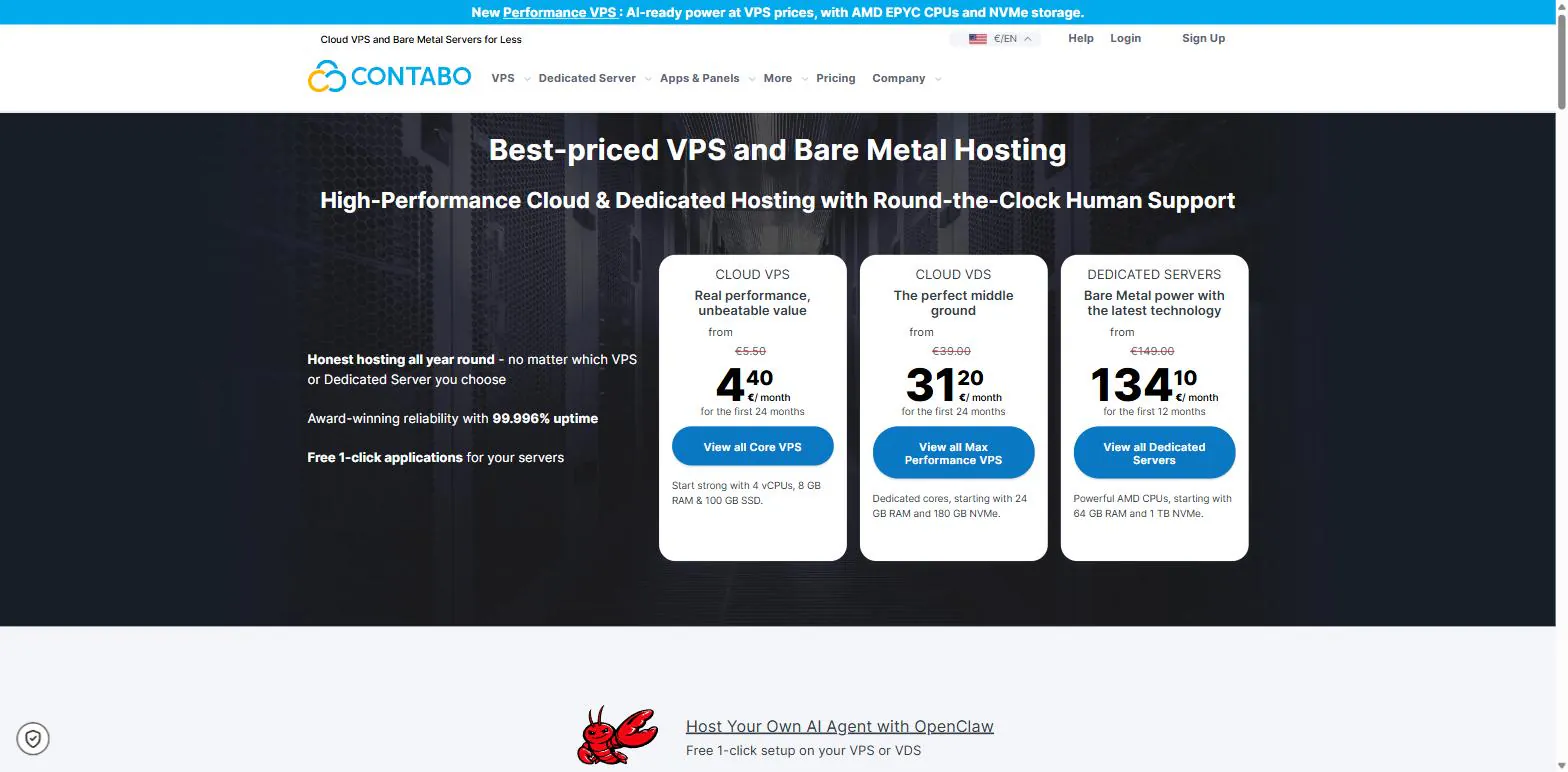 Contabo homepage