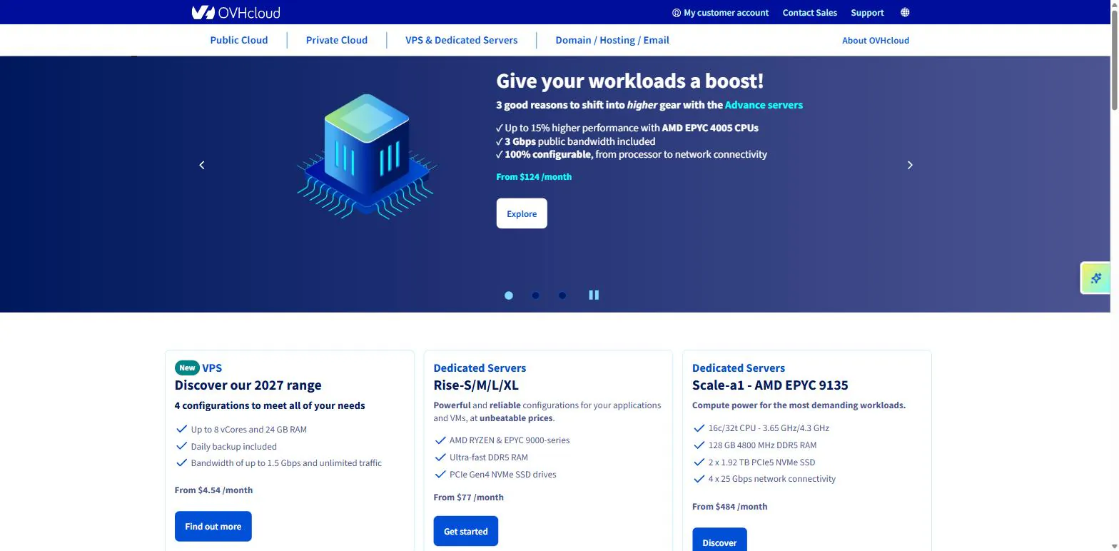 OVHcloud homepage