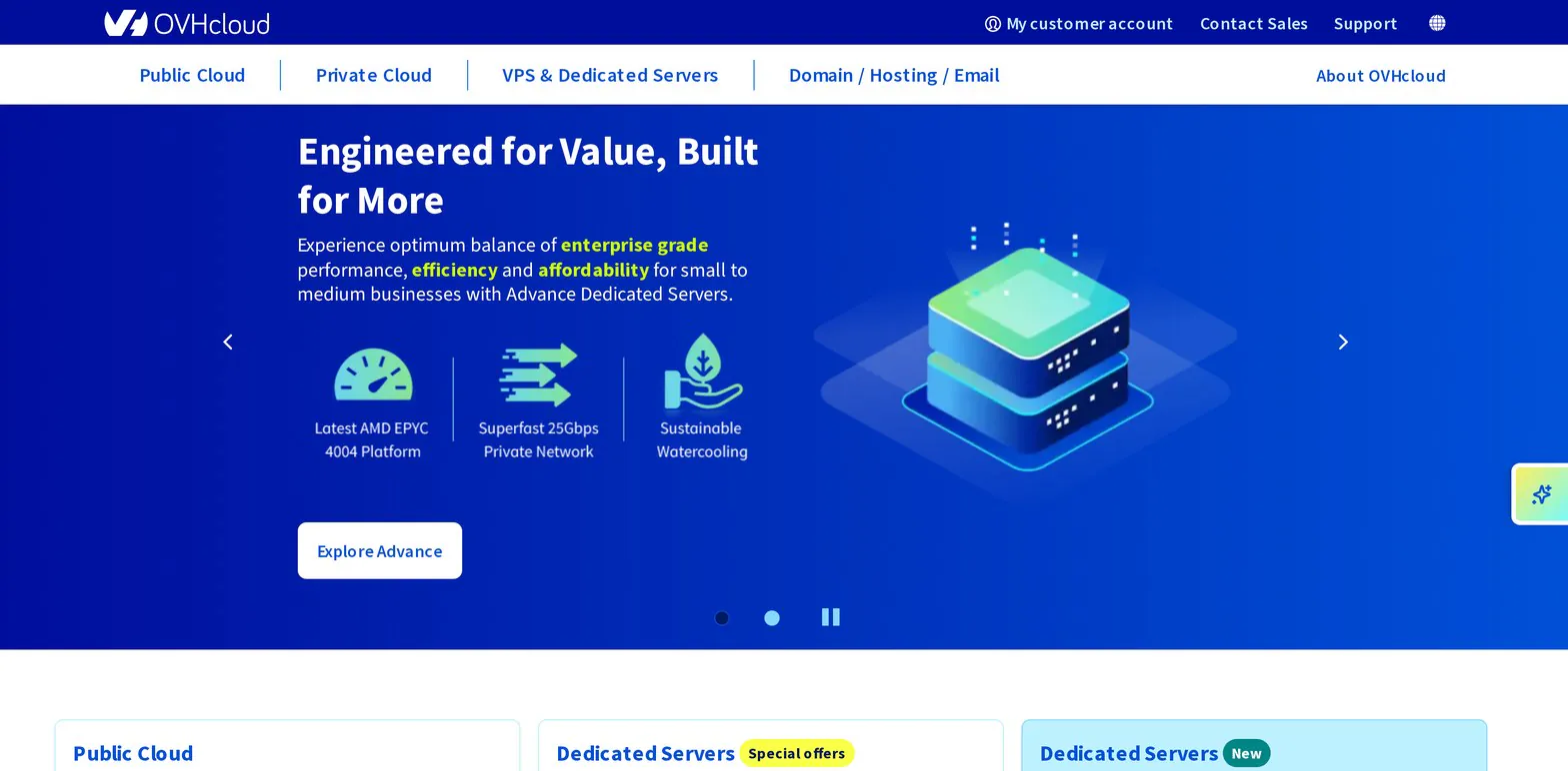 OVHcloud homepage