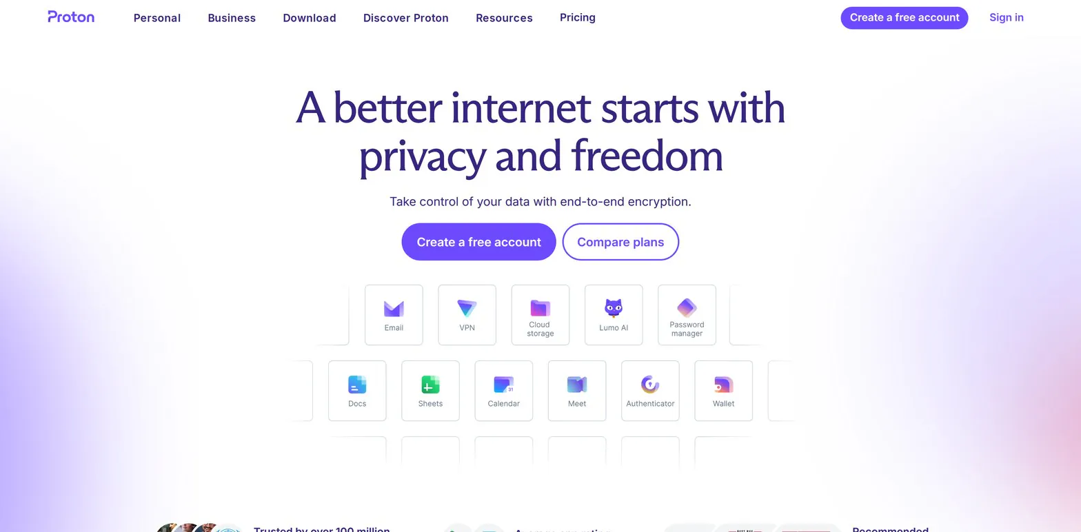 Proton homepage