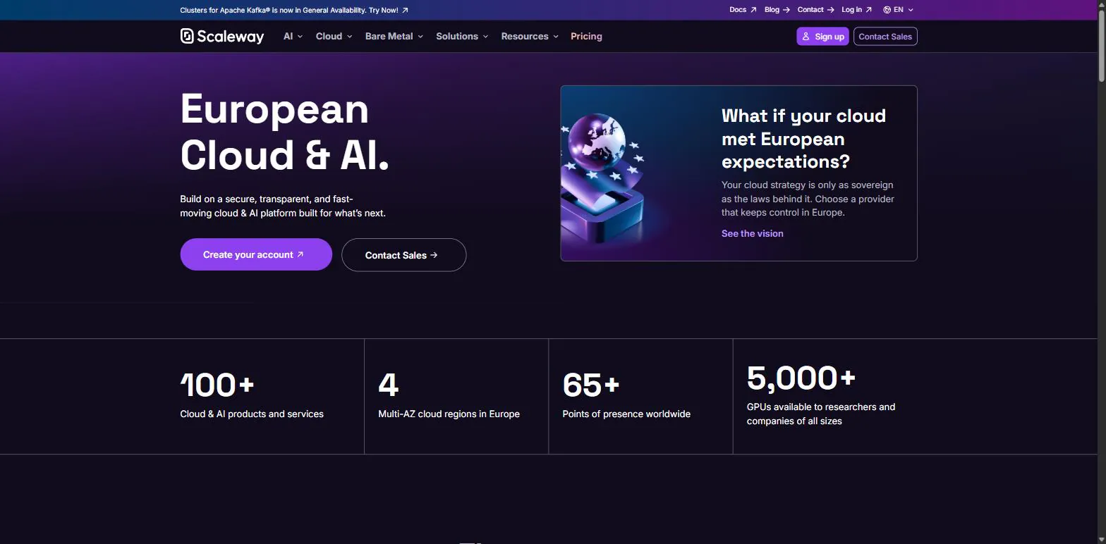 Scaleway homepage